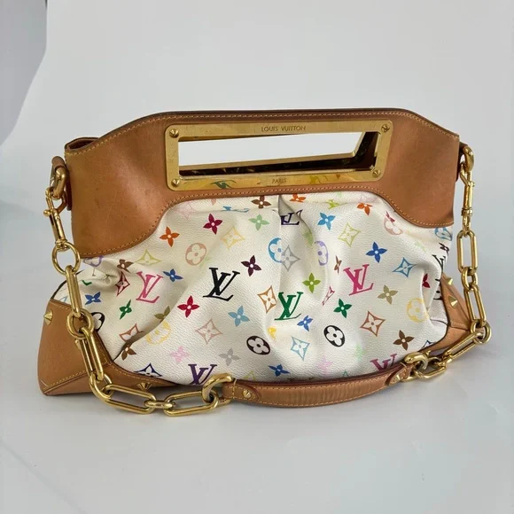 LOUIS VUITTON x TAKASHI MURAKAMI WHITE MULTICOLORE JUDY MM BAG - Picture 2 of 9